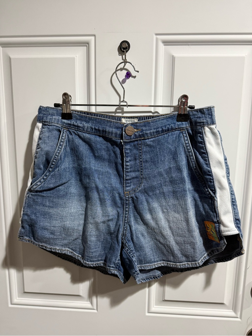 RIPTON Casual Blue Denim Women’s Shorts with White Side Stripe